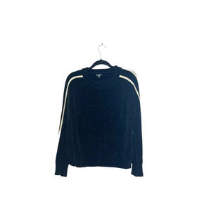 Charlotte Russe Black Striped Sleeve Chenille Knit Sweater Black Large Women’s